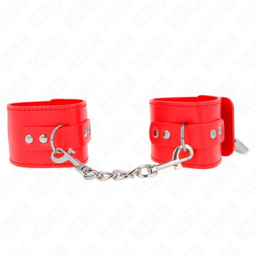 Kink Adjustable Red Wrist Cuffs for BDSM Play