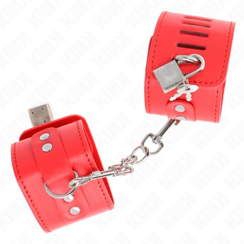 Kink Adjustable Red Wrist Cuffs for BDSM Play