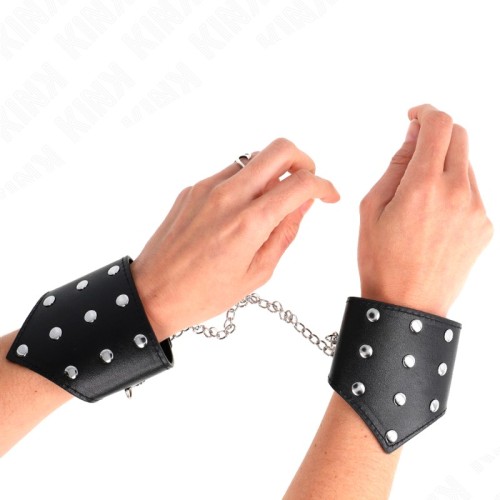 Kink Spiked Style Wrist Cuffs with Adjustable Chain