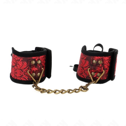 Kink Red Black Laced Wrist Cuffs for BDSM Enthusiasts
