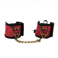 Kink Red Black Laced Wrist Cuffs for BDSM Enthusiasts