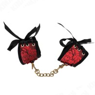 Kink Red Black Laced Wrist Cuffs for BDSM Enthusiasts