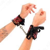 Kink Red Black Laced Wrist Cuffs for BDSM Enthusiasts