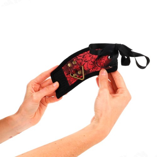 Kink Red Black Laced Wrist Cuffs for BDSM Enthusiasts