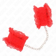 Kink Elastic Lace Wrist Cuffs Red for BDSM Play