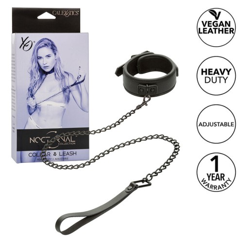 Nocturnal Adjustable Collar & Leash - Elegance and Control