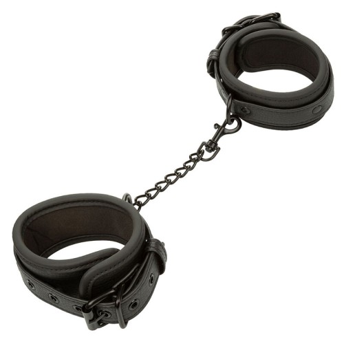 Nocturnal Adjustable Leather Ankle Cuffs Black - Enhanced Bondage Experience
