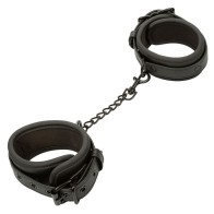 Nocturnal Adjustable Leather Ankle Cuffs Black - Enhanced Bondage Experience
