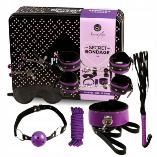 Secretplay - 8 Piece Bondage BDSM Set Purple/Black