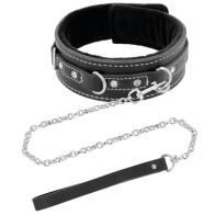 Darkness Leather Collar and Leash for BDSM Control