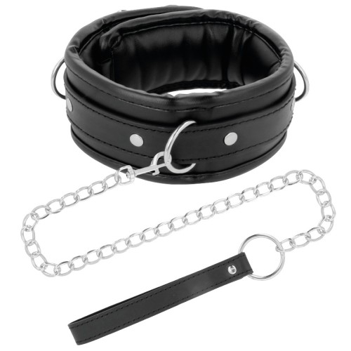 Darkness Soft Leather Collar with Chain