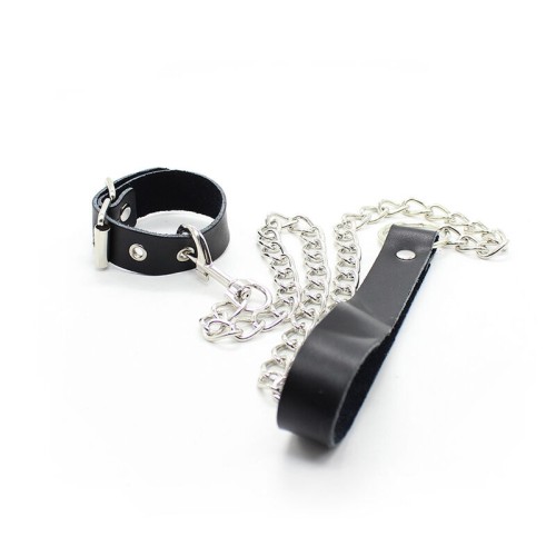 Leather Penis Collar with Adjustable Strap