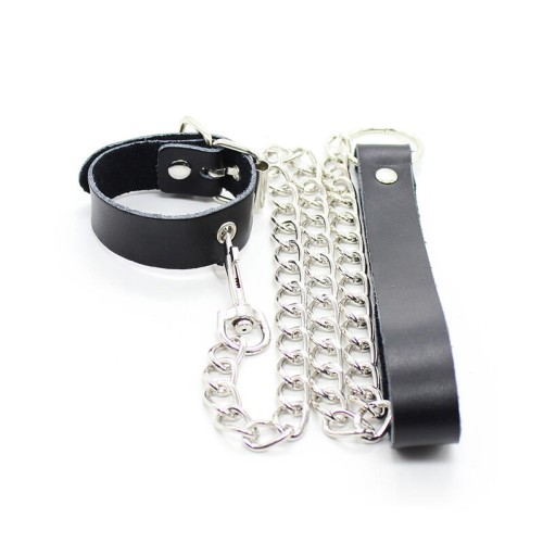 Leather Penis Collar with Adjustable Strap
