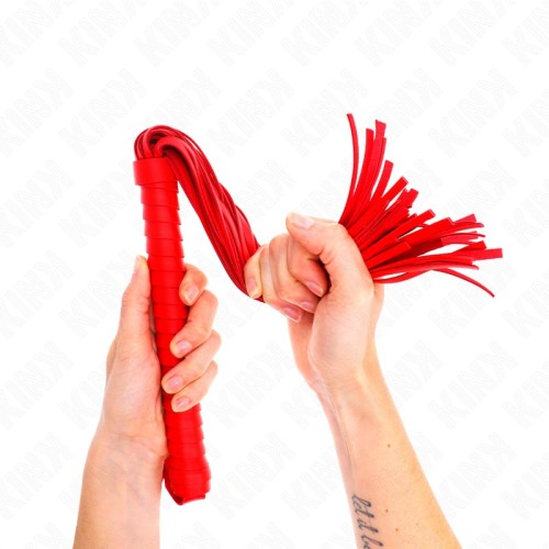 Kink Red Textured Handle Whip for Intense Play