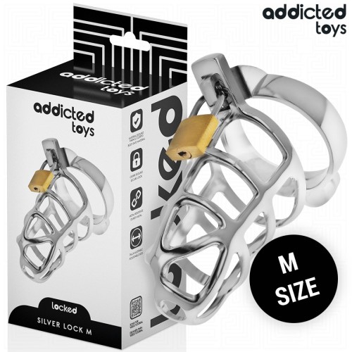 Silver Lock Metal Penis Cage Size M