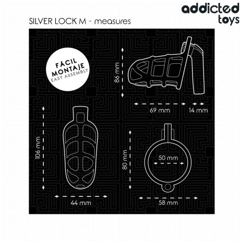 Silver Lock Metal Penis Cage Size M