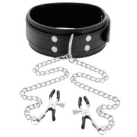 Darkness Nipple Clamp and Collar Set for BDSM Play