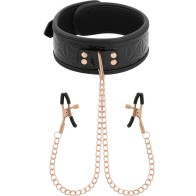 Begme Black Edition Collar with Chains and Nipple Clamps