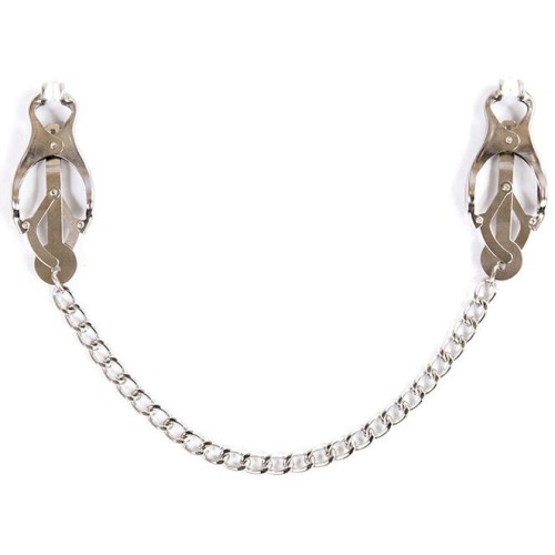 Metallic Nipple Clamps With Chain for Fetish Play