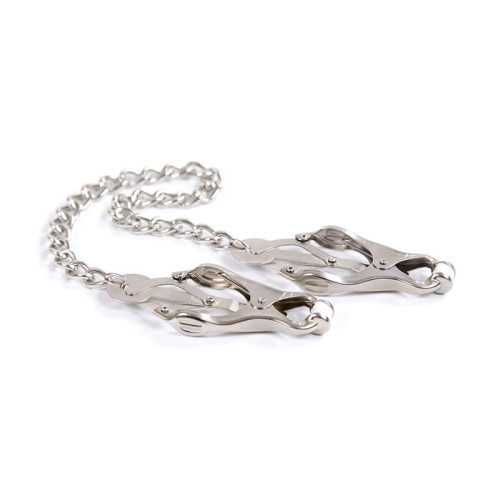 Metallic Nipple Clamps With Chain for Fetish Play