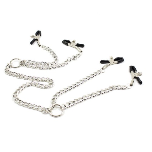 4 Nipple Clamps with Chains - Fetish Gear