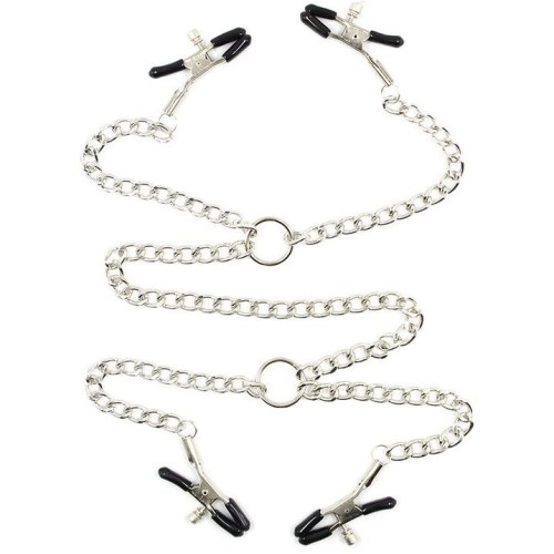 4 Nipple Clamps with Chains - Fetish Gear