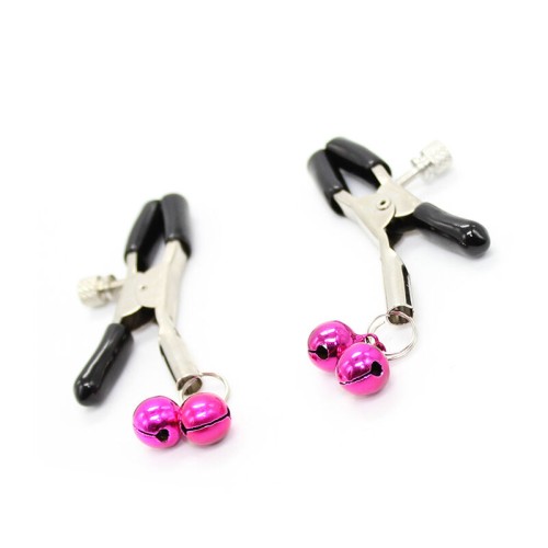 Ohmama Pink Nipple Clamps with Bells for Fetish Fun