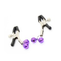 Lilac Nipple Clamps with Bell