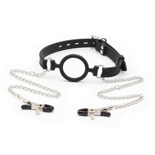 Gag with Chains and Nipple Clamps