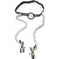 Open Gag with Nipple Clamps for Beginners