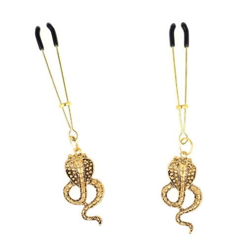 Kink Nipple Clamps with Cobra Pendant 6cm