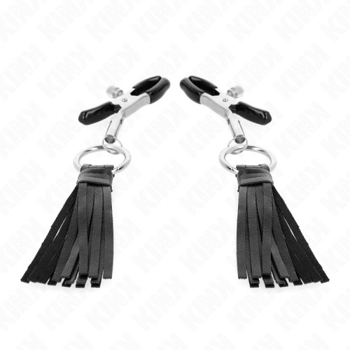 Kink Nipple Clamps with Faux Leather Tassels for Enhanced Pleasure
