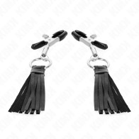 Kink Nipple Clamps with Faux Leather Tassels for Enhanced Pleasure