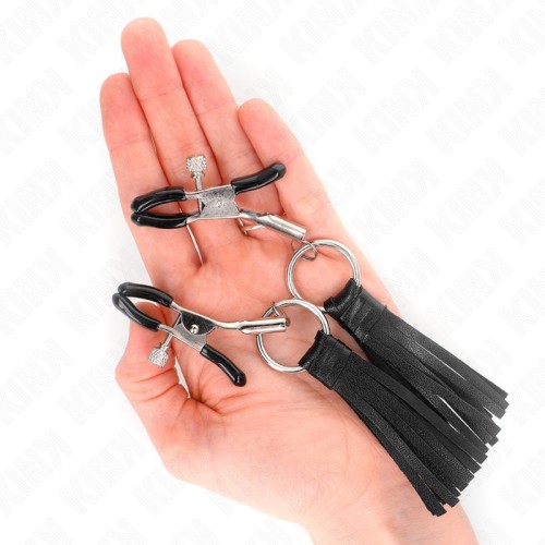 Kink Nipple Clamps with Faux Leather Tassels for Enhanced Pleasure