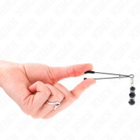 Kink Fine Silver Nipple Clamps with Black Glass Balls