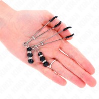 Kink Fine Silver Nipple Clamps with Black Glass Balls