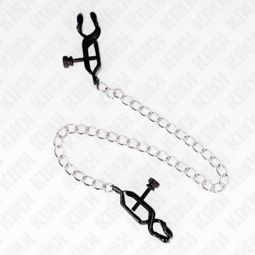 Kink Flat Nipple Clamps with Silver Chain