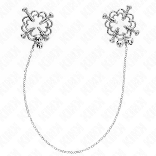 Kink Metal Flower Nipple Clamps with Chain for Sensual Play
