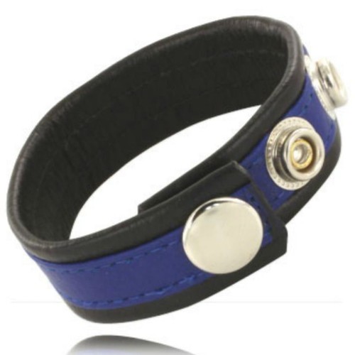 Adjustable Leather Penis Strap Blue-Black