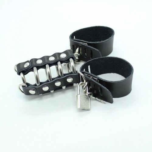 Penis Cage with Metal Rings for Fetish Play