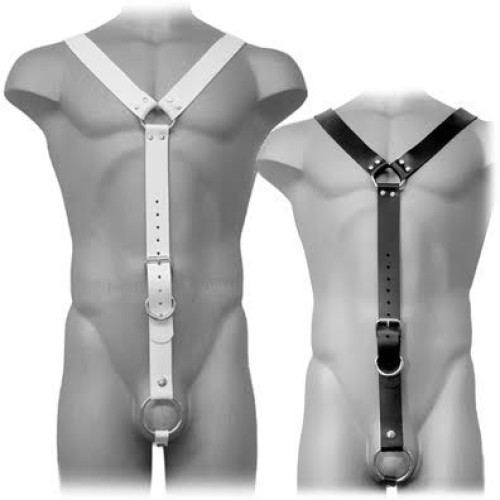 Adjustable White BDSM Leather Harness