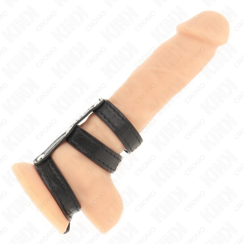 Triple Leather Penis Ring for Ultimate Pleasure