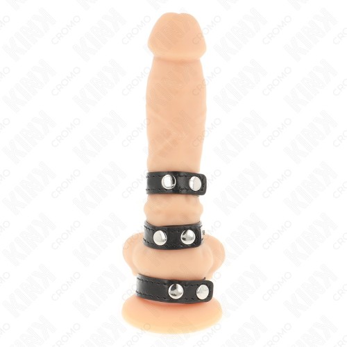 Triple Leather Penis Ring for Ultimate Pleasure
