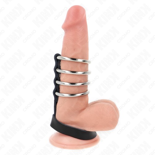 Kink Adjustable Penis Ring Set with Leather Strap