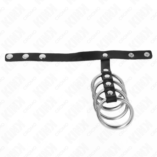 Kink Adjustable Penis Ring Set with Leather Strap
