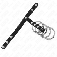 Kink Adjustable Penis Ring Set with Leather Strap