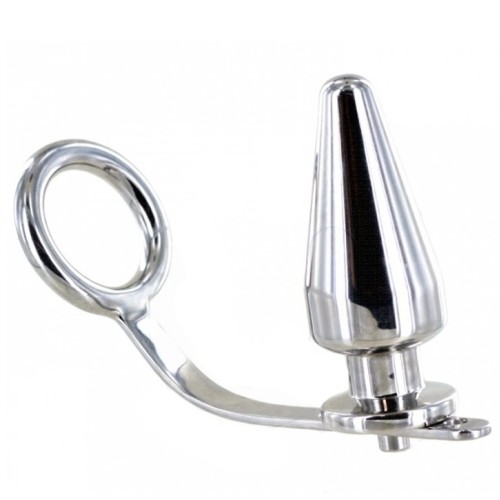 Steel Cockring with Anal Plug 80 x 55 mm - Best BDSM Product