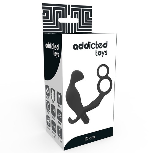 Anal Plug with Double Ring for Penis and Testicles Black