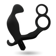 Anal Plug with Double Ring for Penis and Testicles Black