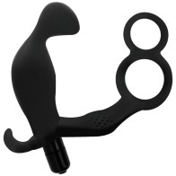 Anal Plug with Double Ring for Penis and Testicles Black